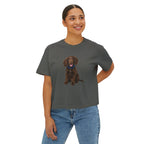 Women's Boxy Tee — Brown Spaniel Dog Graphic T‑Shirt