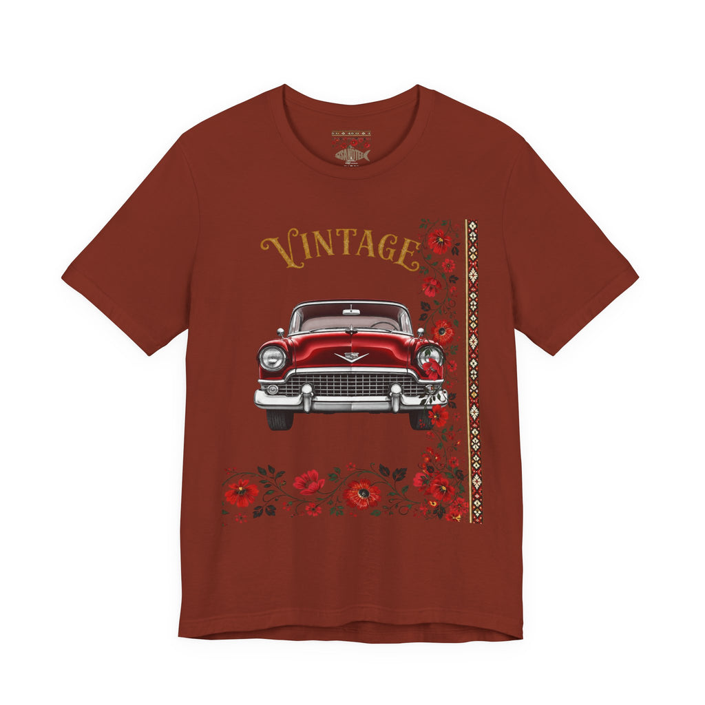 Vintage Classic Car Floral Graphic T-Shirt
