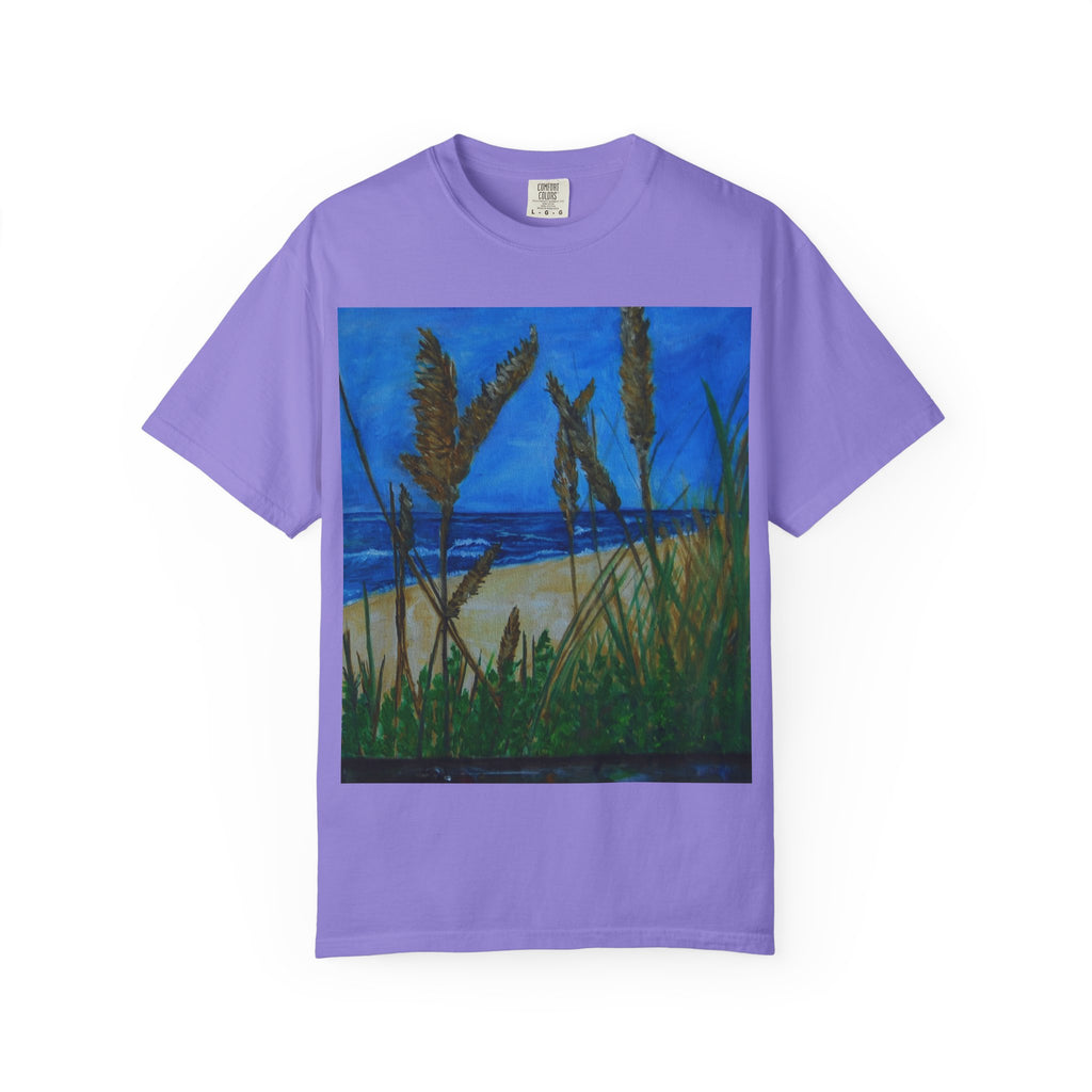 Beach Dune Art T-Shirt — Coastal Sea Oats Graphic Tee Original art by Doulton