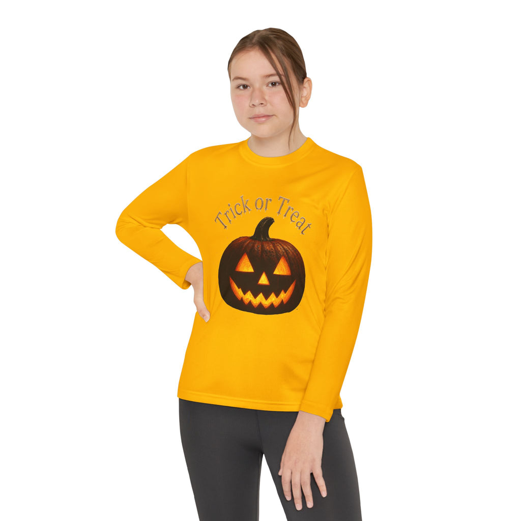 Youth Halloween Pumpkin Long Sleeve Tee - "Trick or Treat"