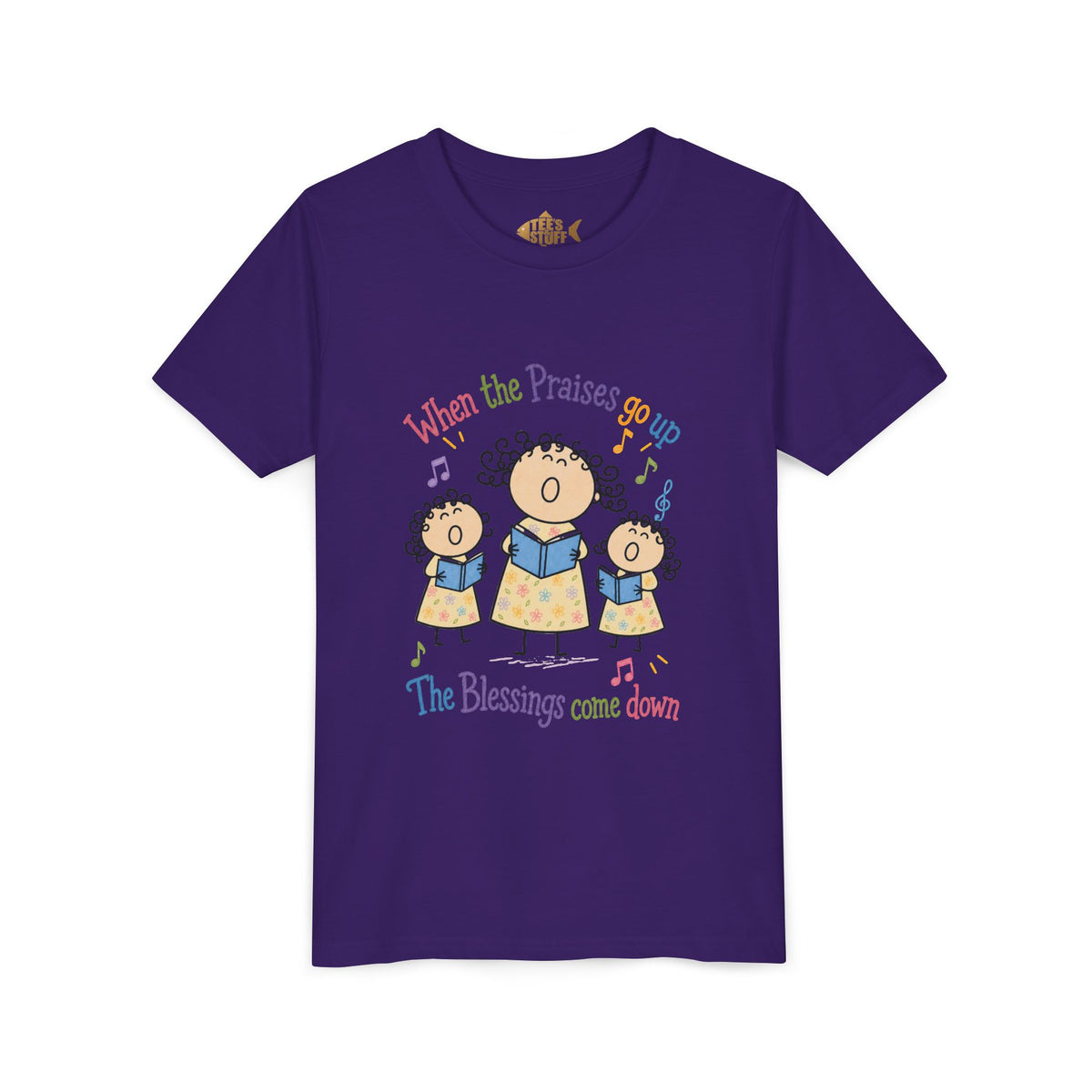 Youth Tee - 'When the Praises Go Up, The Blessings Come Down' Kids Choir Graphic