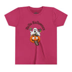 Youth Halloween Tee - "Hello Halloween" Ghost & Pumpkin Trick-or-Treat Shirt