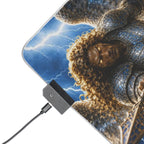 LED Gaming Mouse Pad — Storm Angel Design with TUERI Name, RGB Extended Desk Mat