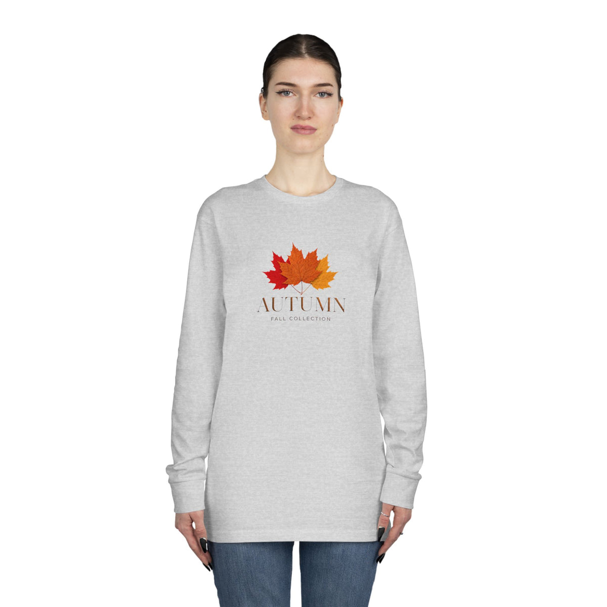 Autumn Leaves Long Sleeve Tee — 'AUTUMN' Maple Graphic Cozy Fall Shirt