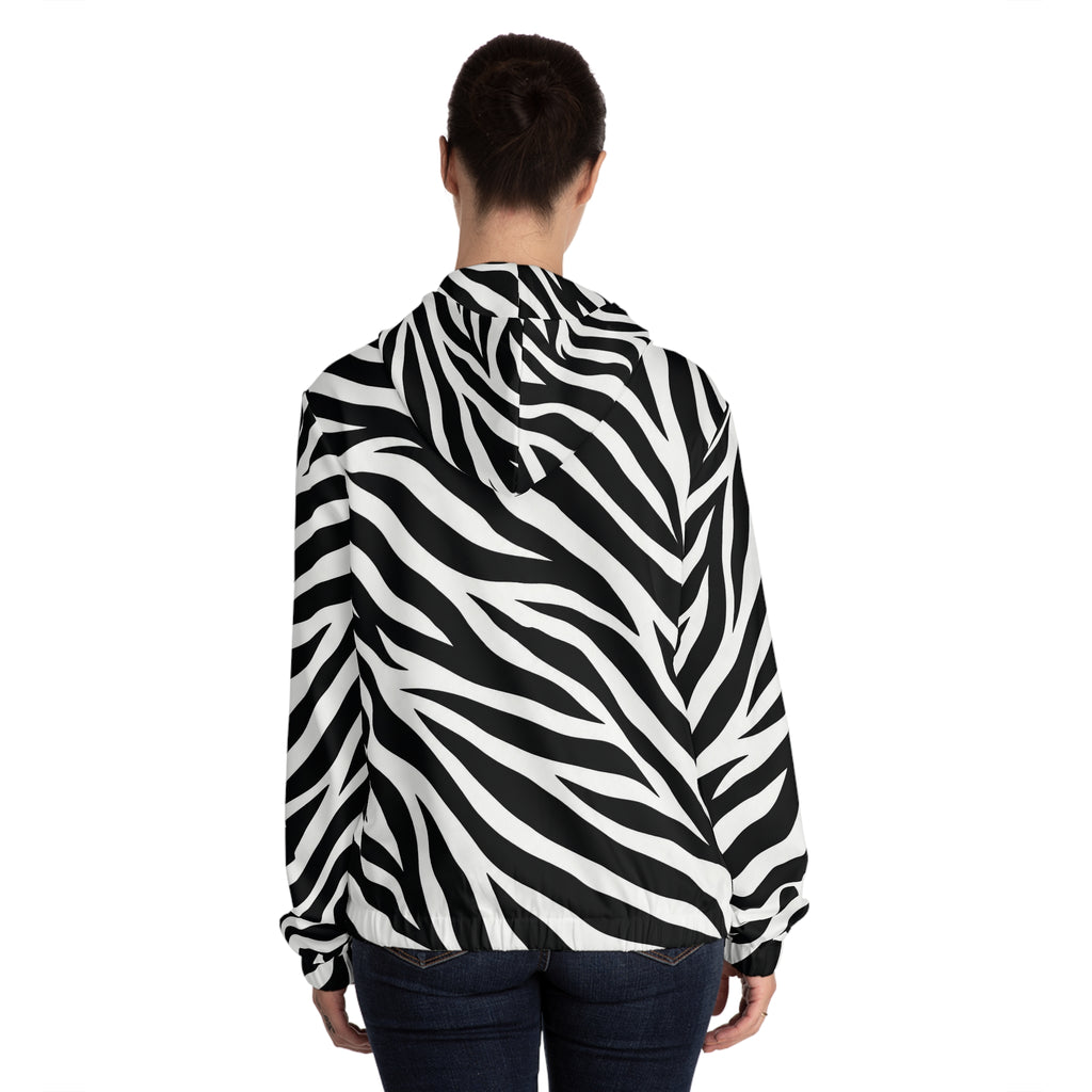 Zebra Print Full-Zip Hoodie