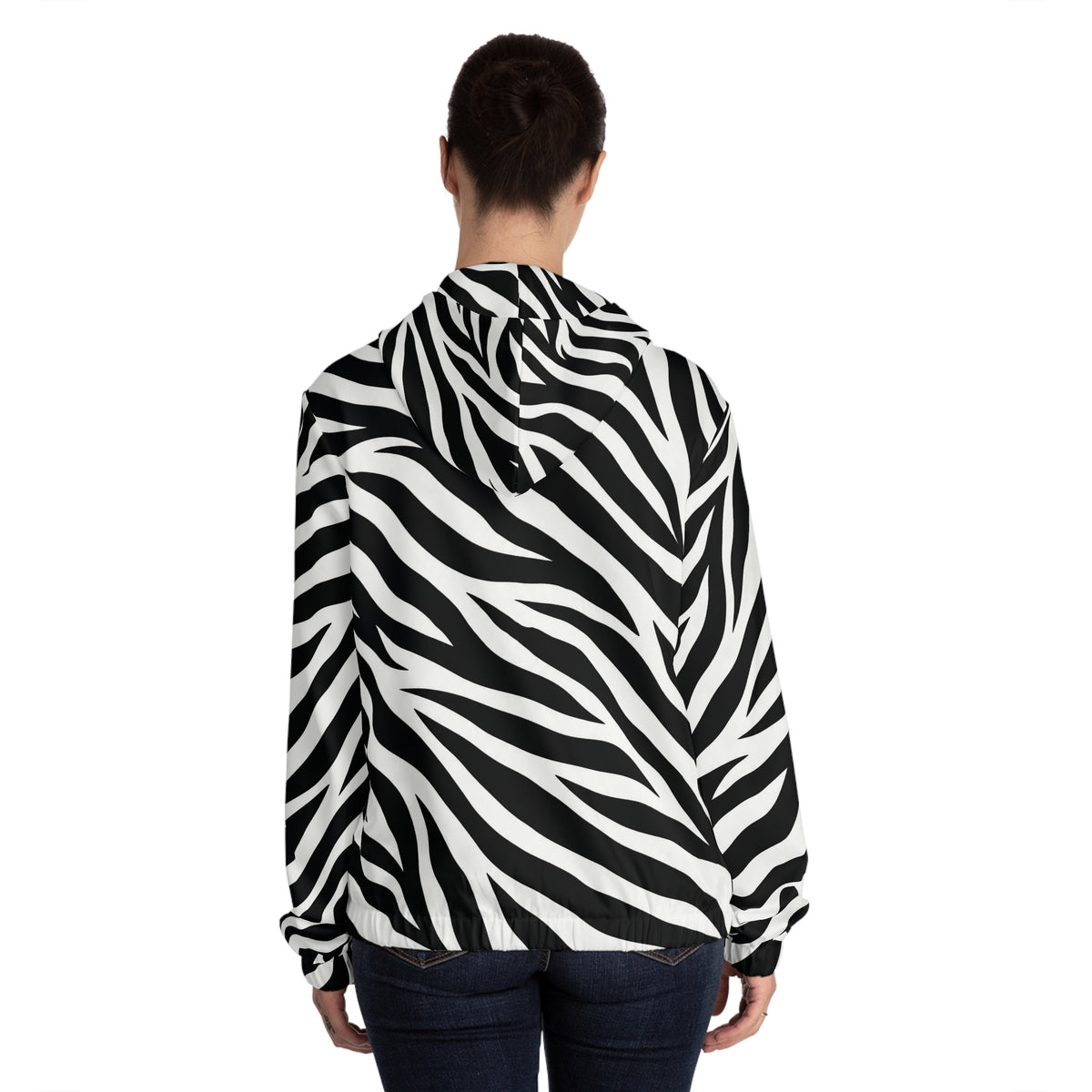Zebra Print Full-Zip Hoodie