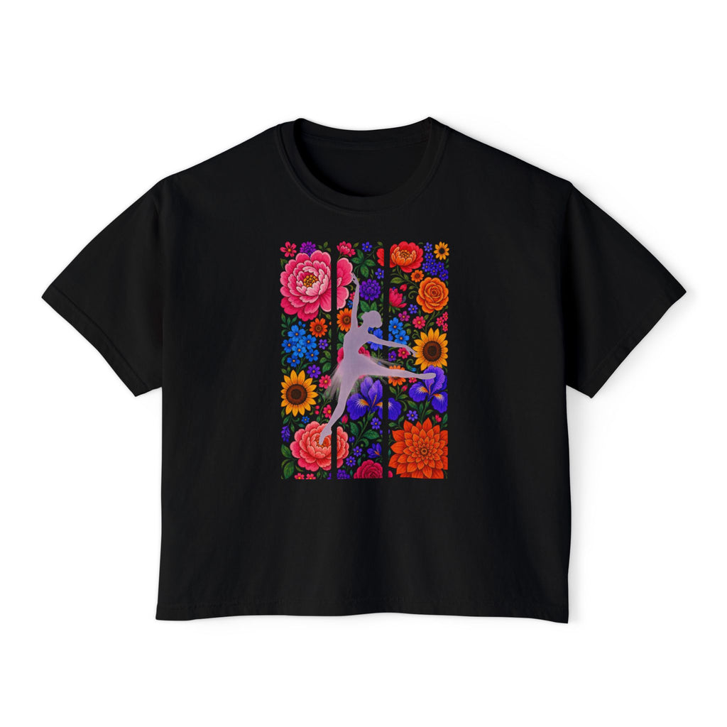 Floral Ballet Dancer Tee | Boxy Crop Shirt