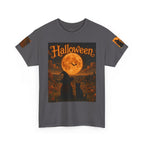Halloween Graphic Tee — "It's Halloween" Witch & Cat Moon Design