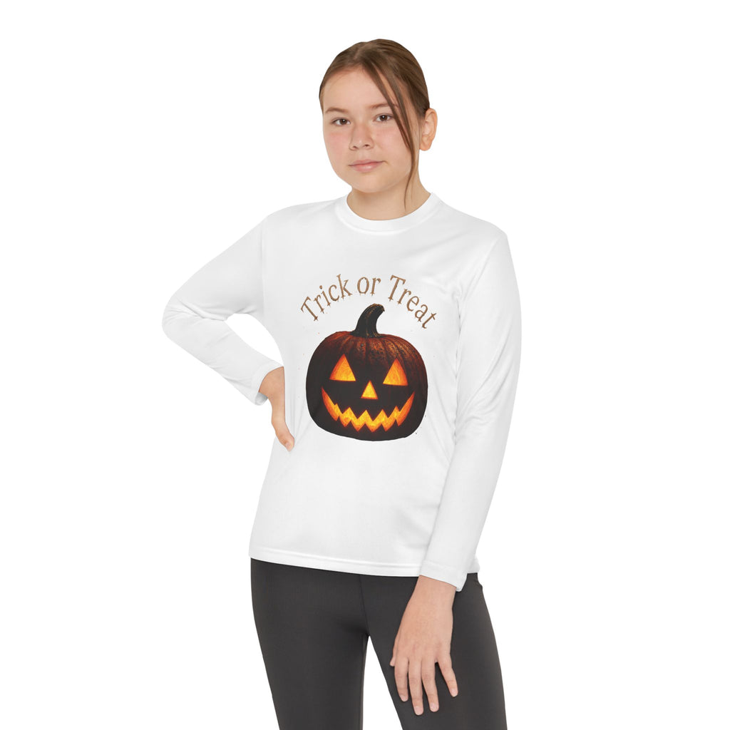 Youth Halloween Pumpkin Long Sleeve Tee - "Trick or Treat"