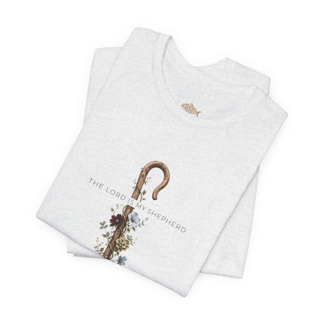 Shepherd Floral Staff T‑Shirt — 'The Lord Is My Shepherd' Faith Tee