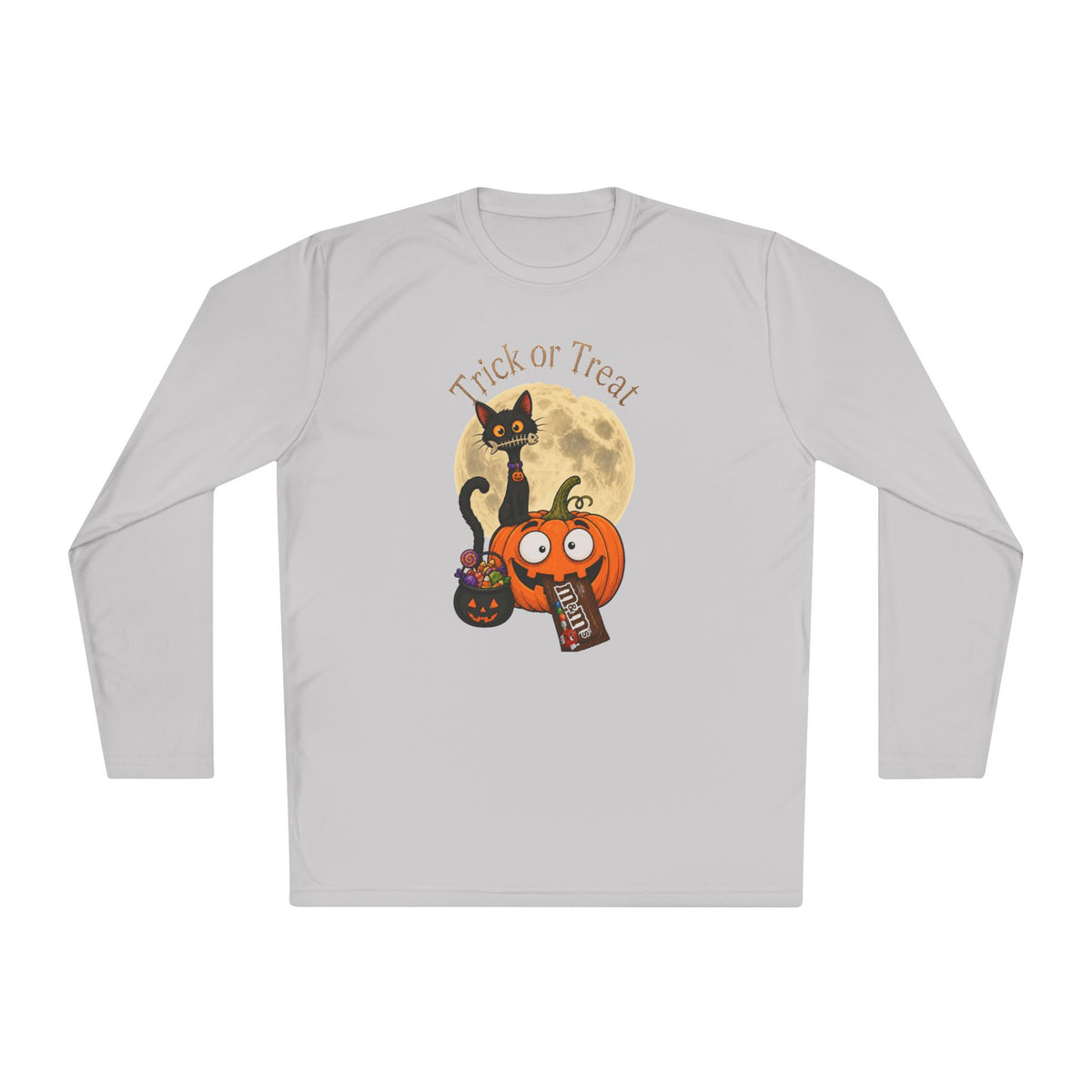 Halloween Pumpkin & Black Cat Long Sleeve Tee — "Trick or Treat / Hello Halloween"