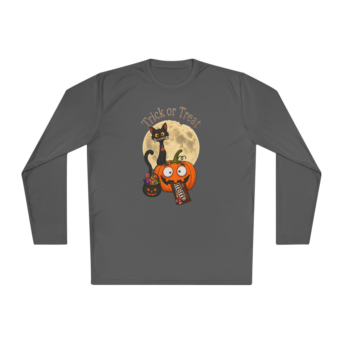 Halloween Pumpkin & Black Cat Long Sleeve Tee — "Trick or Treat / Hello Halloween"