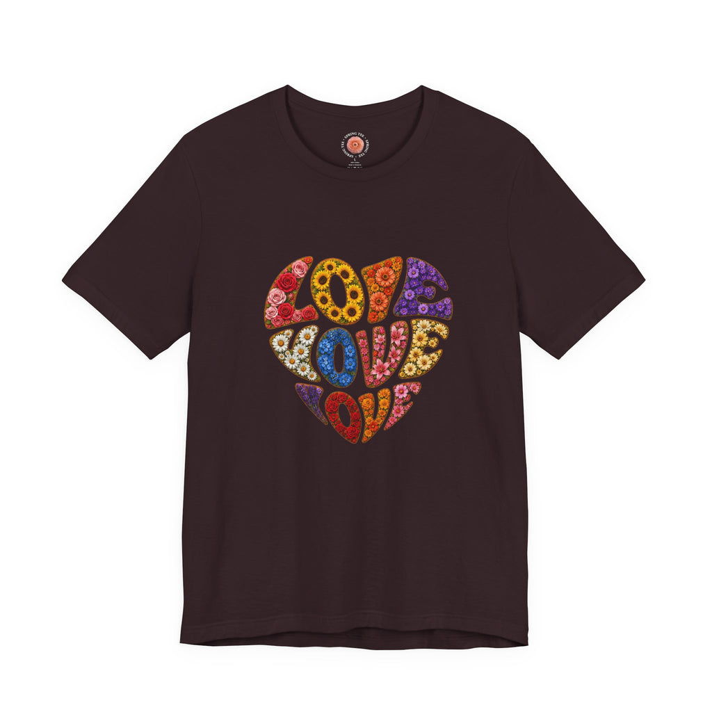 Love Heart Graphic Tee — Retro Psychedelic 'Love' Design