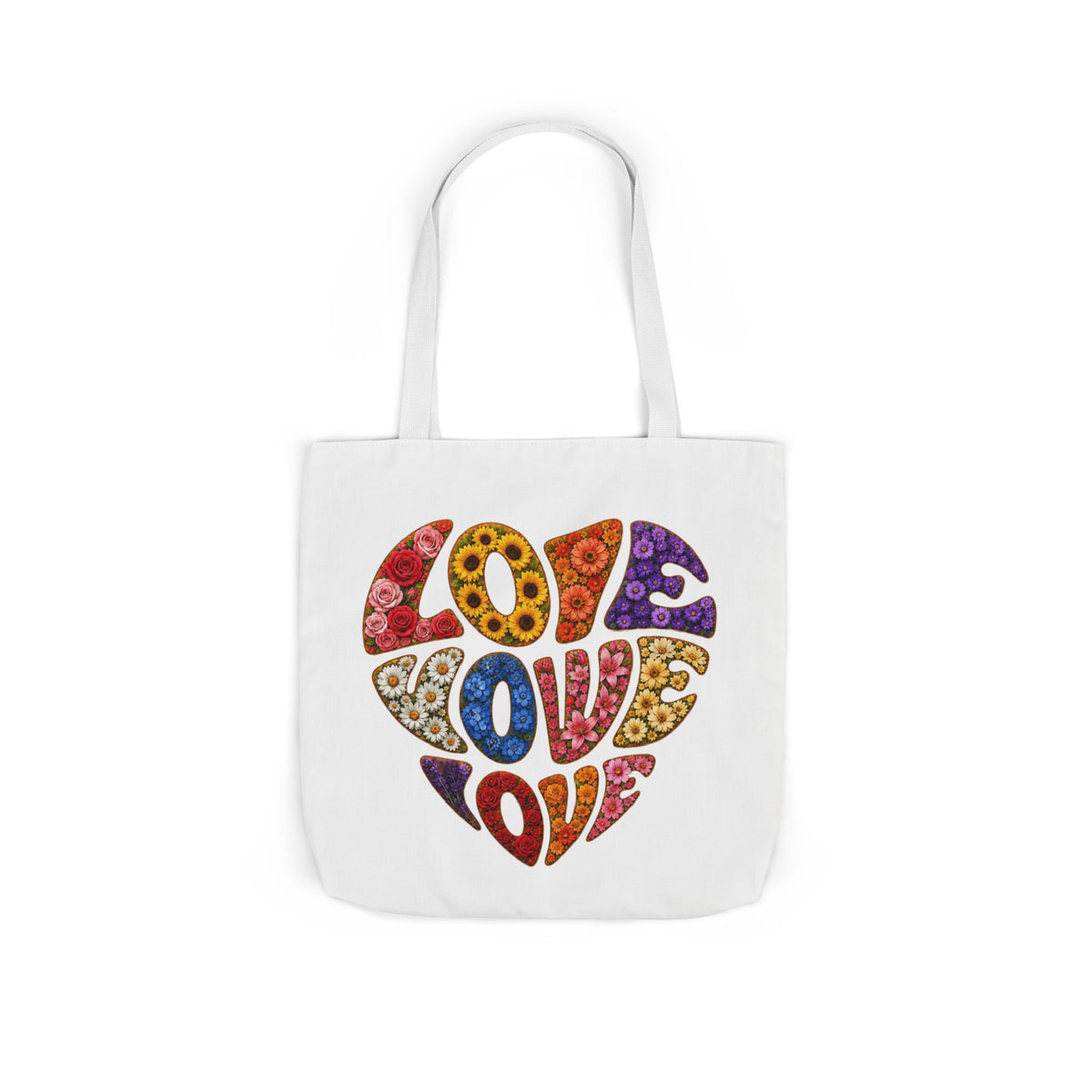 Love Heart Canvas Tote Bag — Colorful Retro ‘LOVE’ Design