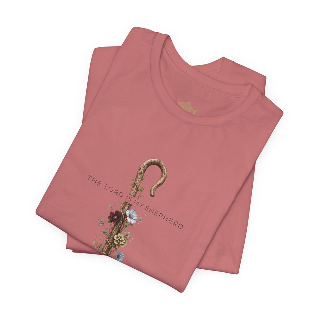 Shepherd Floral Staff T‑Shirt — 'The Lord Is My Shepherd' Faith Tee