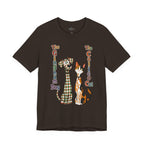 Gingham Dog & Calico Cat Tee — Plaid Pet Illustration T-Shirt