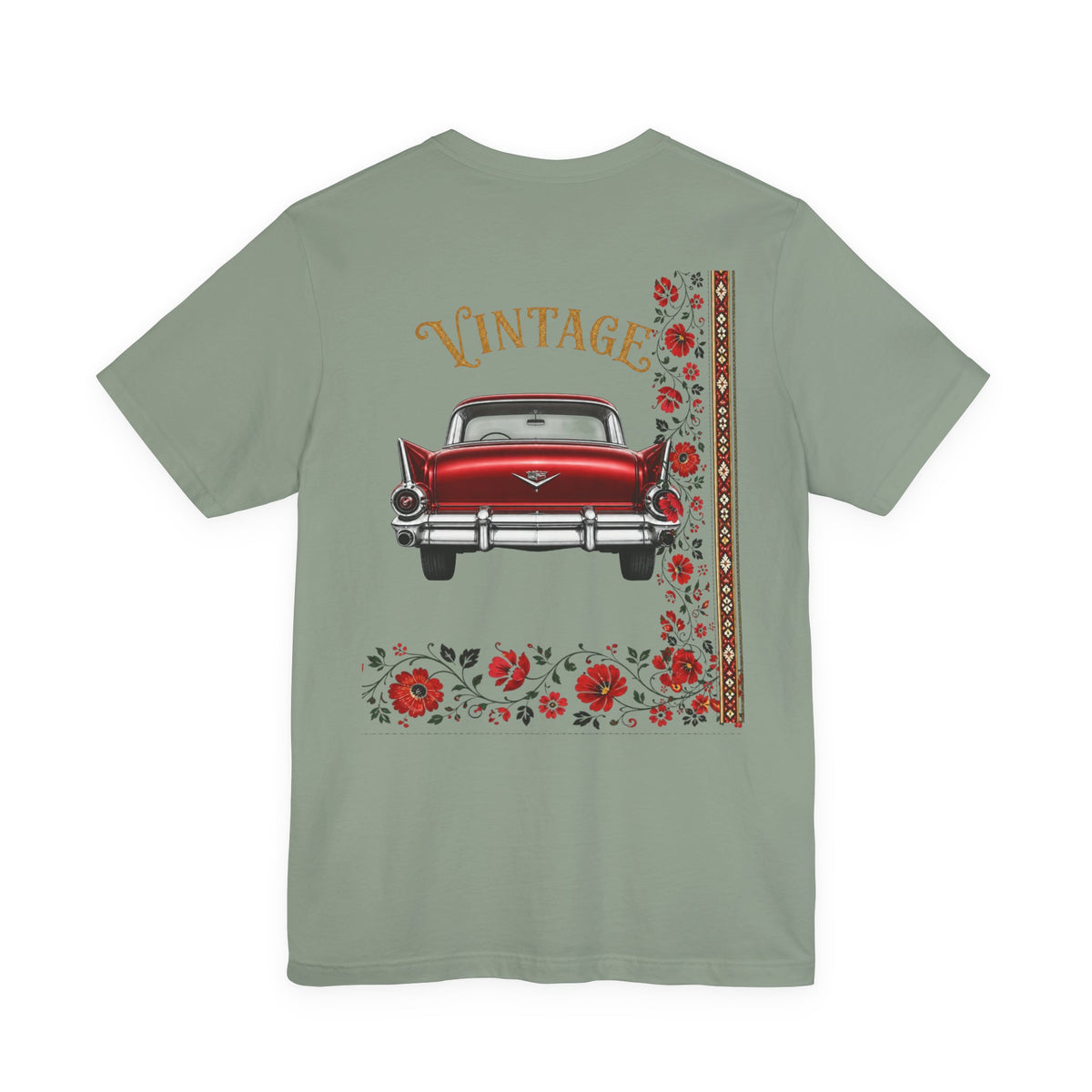 Vintage Classic Car Floral Graphic T-Shirt