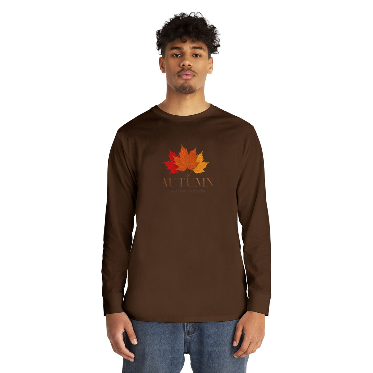 Autumn Leaves Long Sleeve Tee — 'AUTUMN' Maple Graphic Cozy Fall Shirt