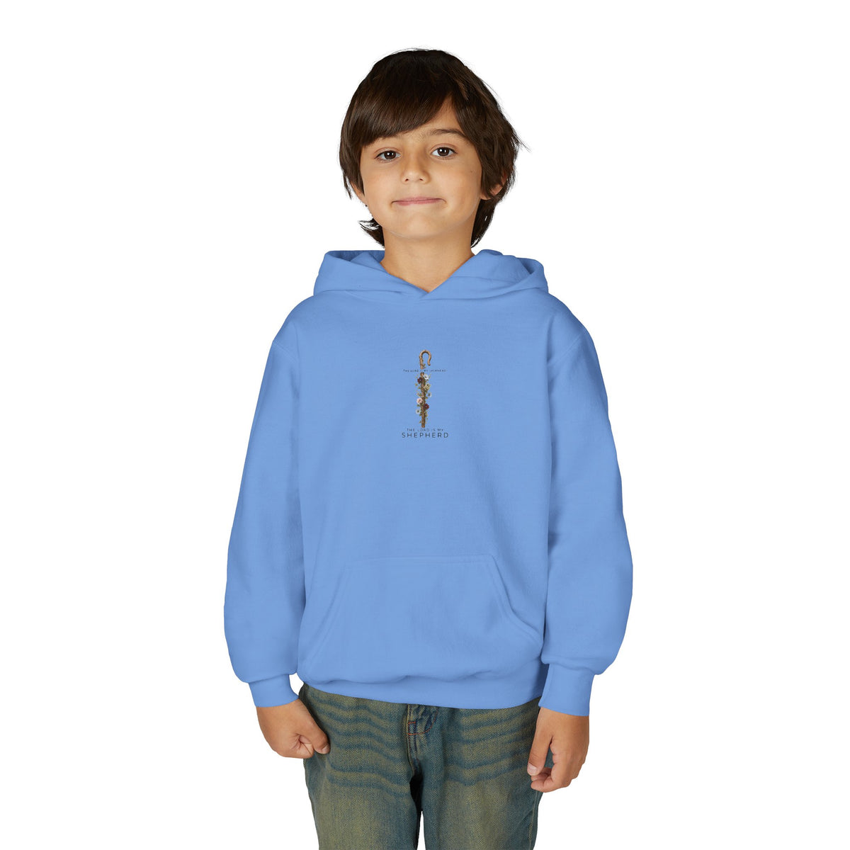 "The Lord Is My Shepherd" -Youth Heavy Blend Hooded Sweatshirt