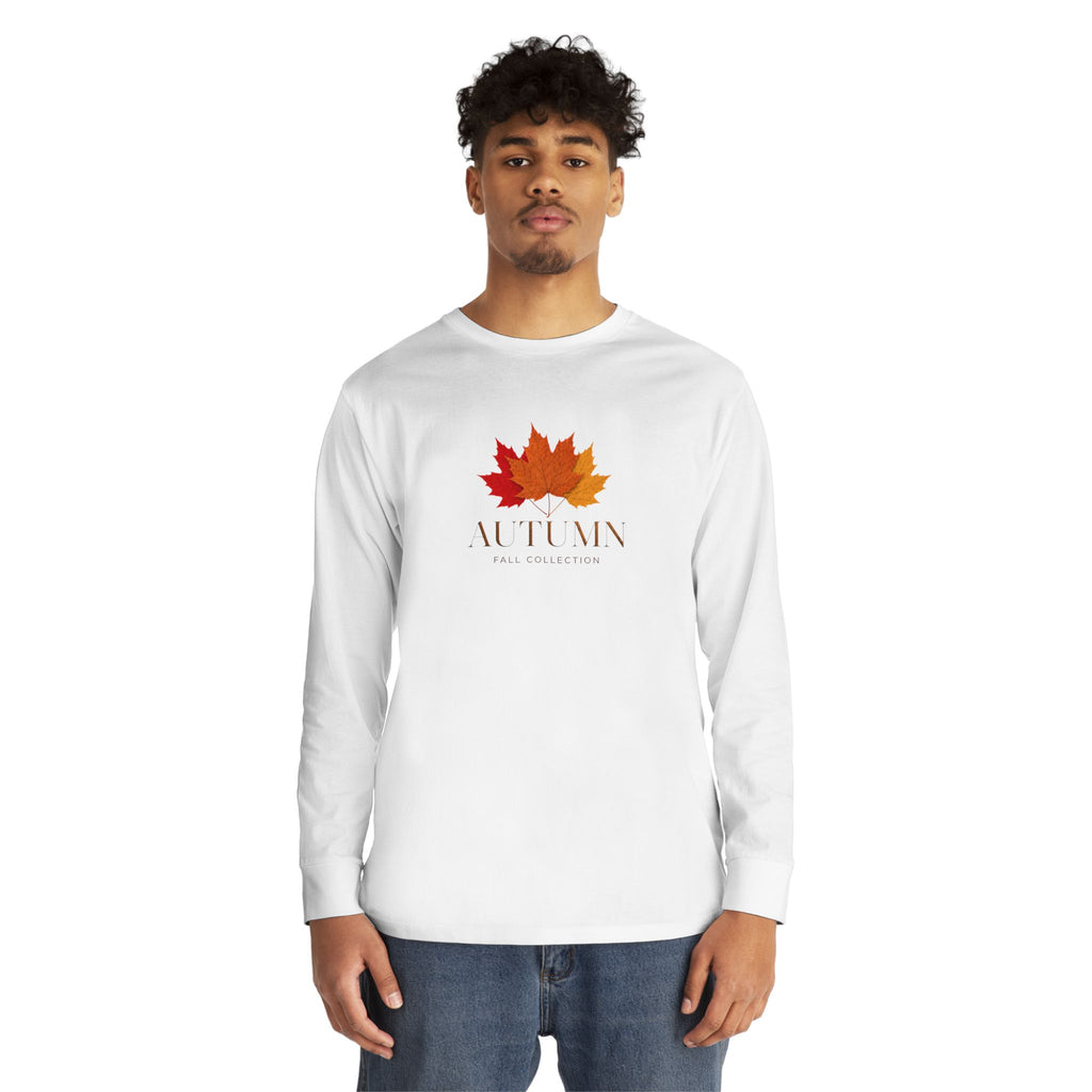 Autumn Leaves Long Sleeve Tee — 'AUTUMN' Maple Graphic Cozy Fall Shirt