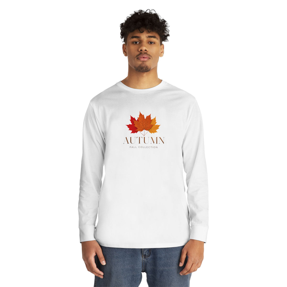 Autumn Leaves Long Sleeve Tee — 'AUTUMN' Maple Graphic Cozy Fall Shirt