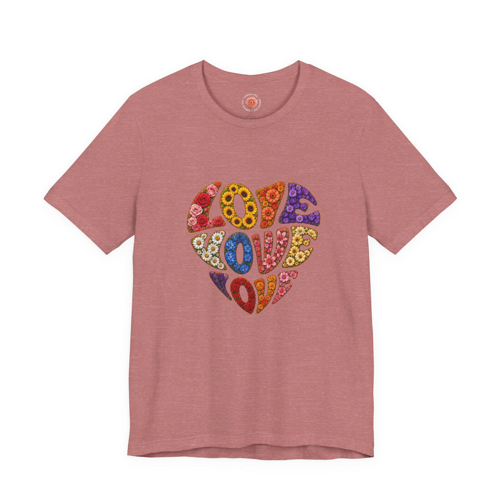 Love Heart Graphic Tee — Retro Psychedelic 'Love' Design