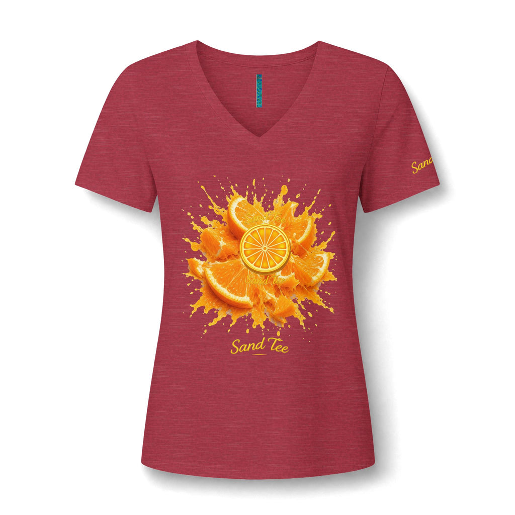 Orange Slice Splash T-Shirt | Citrus Fruit V-Neck Tee