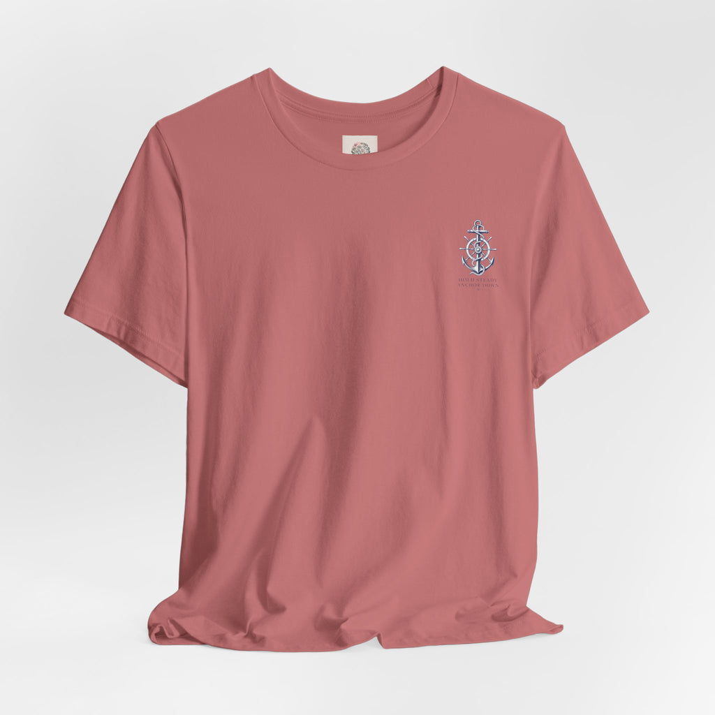 Anchor Nautical T‑Shirt — "Hold Steady Anchor Down"
