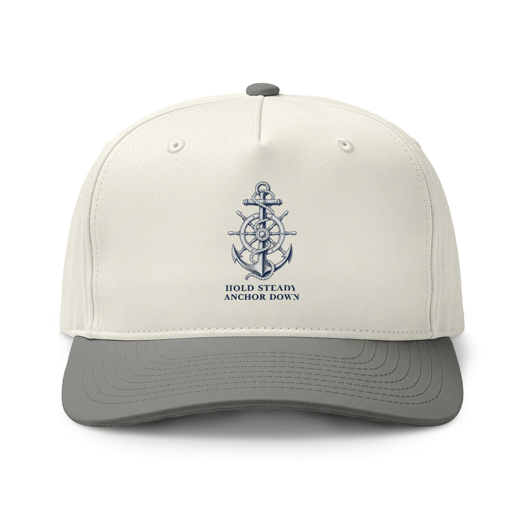 Anchor Compass Embroidered Two-Tone Cap — 'Hold Steady, Anchor Down'