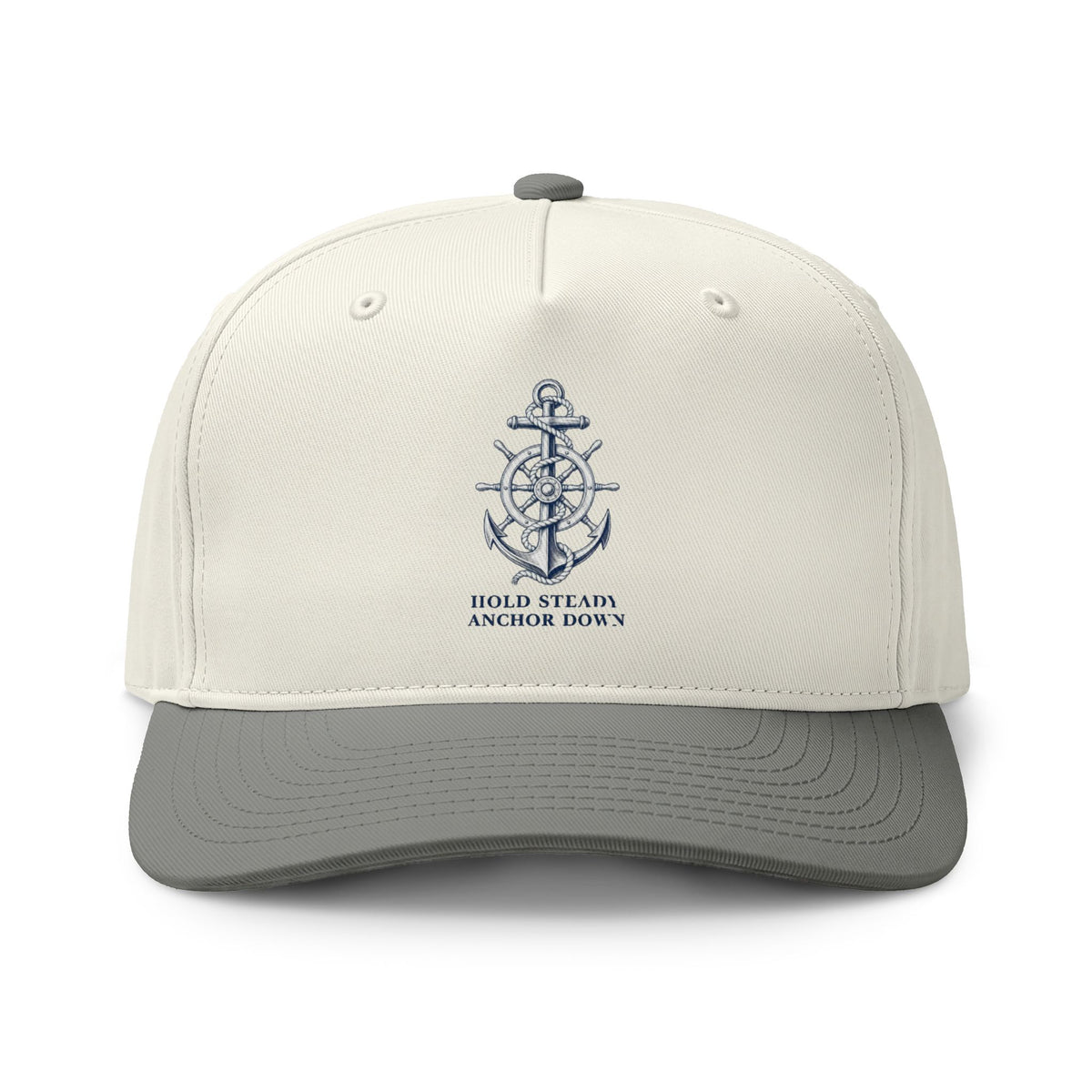 Anchor Compass Embroidered Two-Tone Cap — 'Hold Steady, Anchor Down'