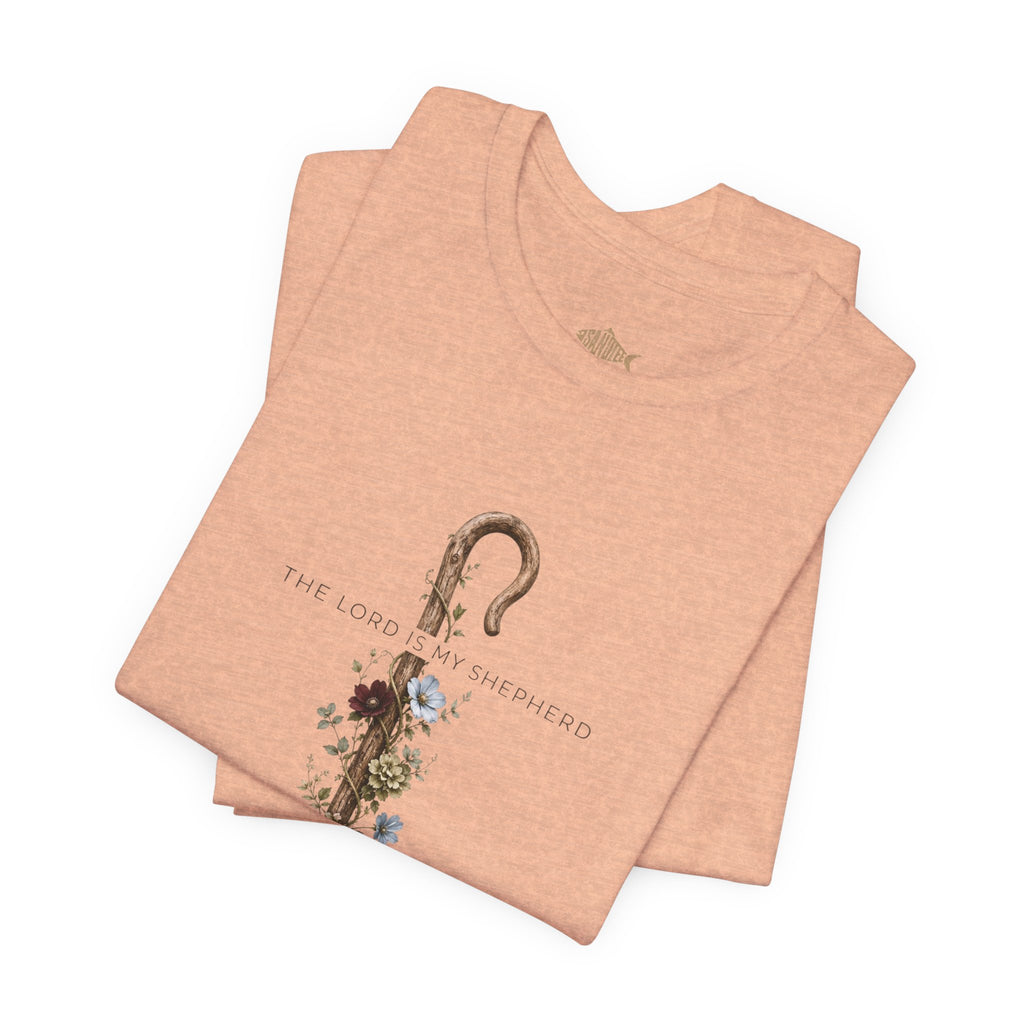 Shepherd Floral Staff T‑Shirt — 'The Lord Is My Shepherd' Faith Tee