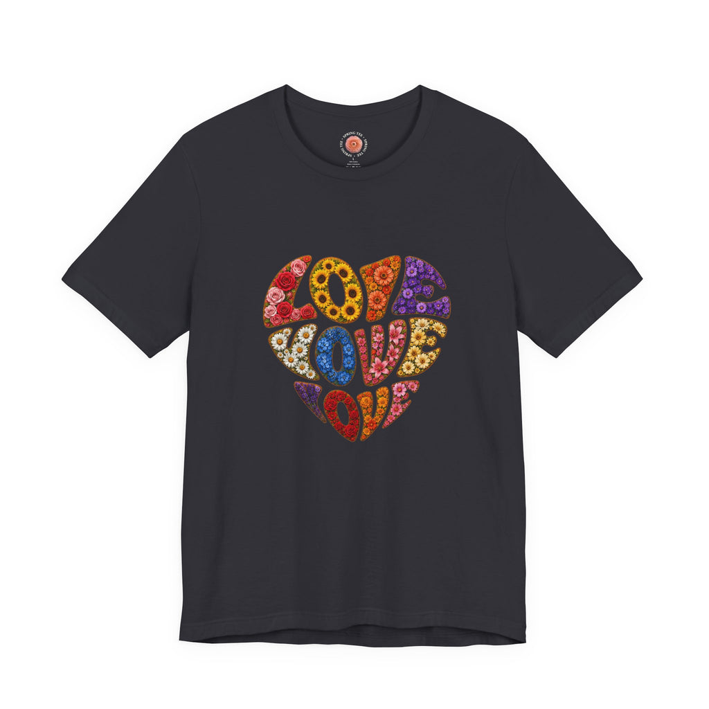 Love Heart Graphic Tee — Retro Psychedelic 'Love' Design
