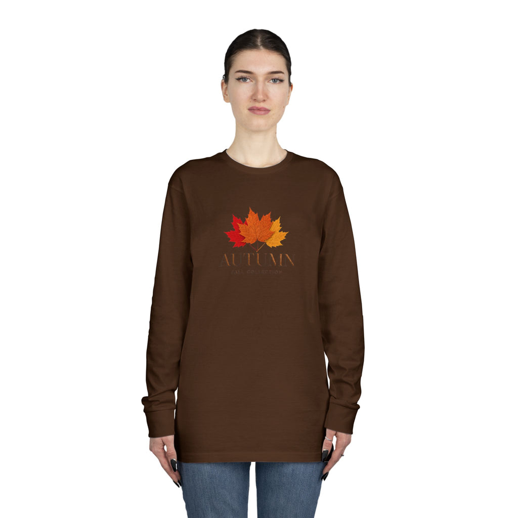 Autumn Leaves Long Sleeve Tee — 'AUTUMN' Maple Graphic Cozy Fall Shirt
