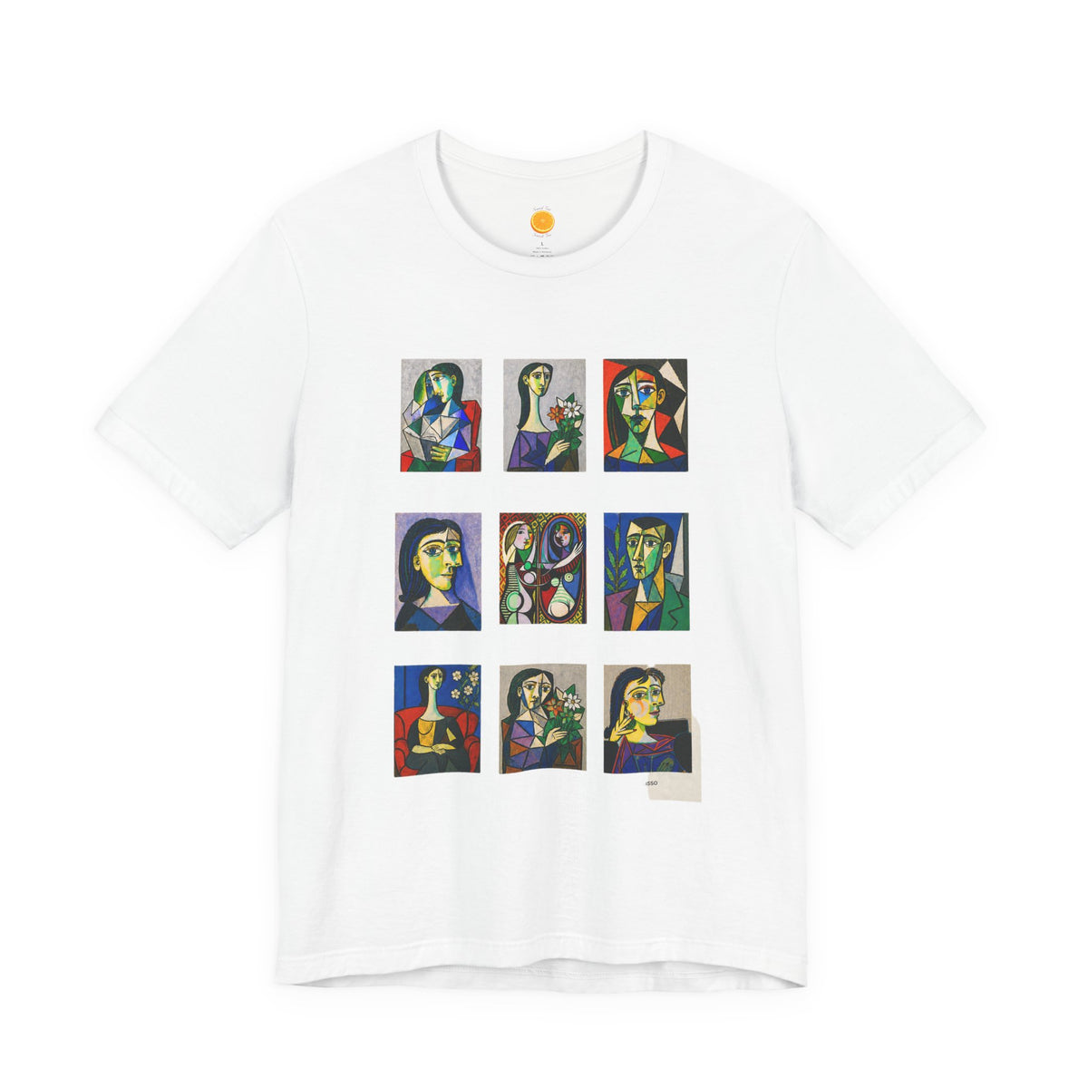 Picasso Portrait Grid T‑Shirt — Colorful Cubist Faces Art Tee