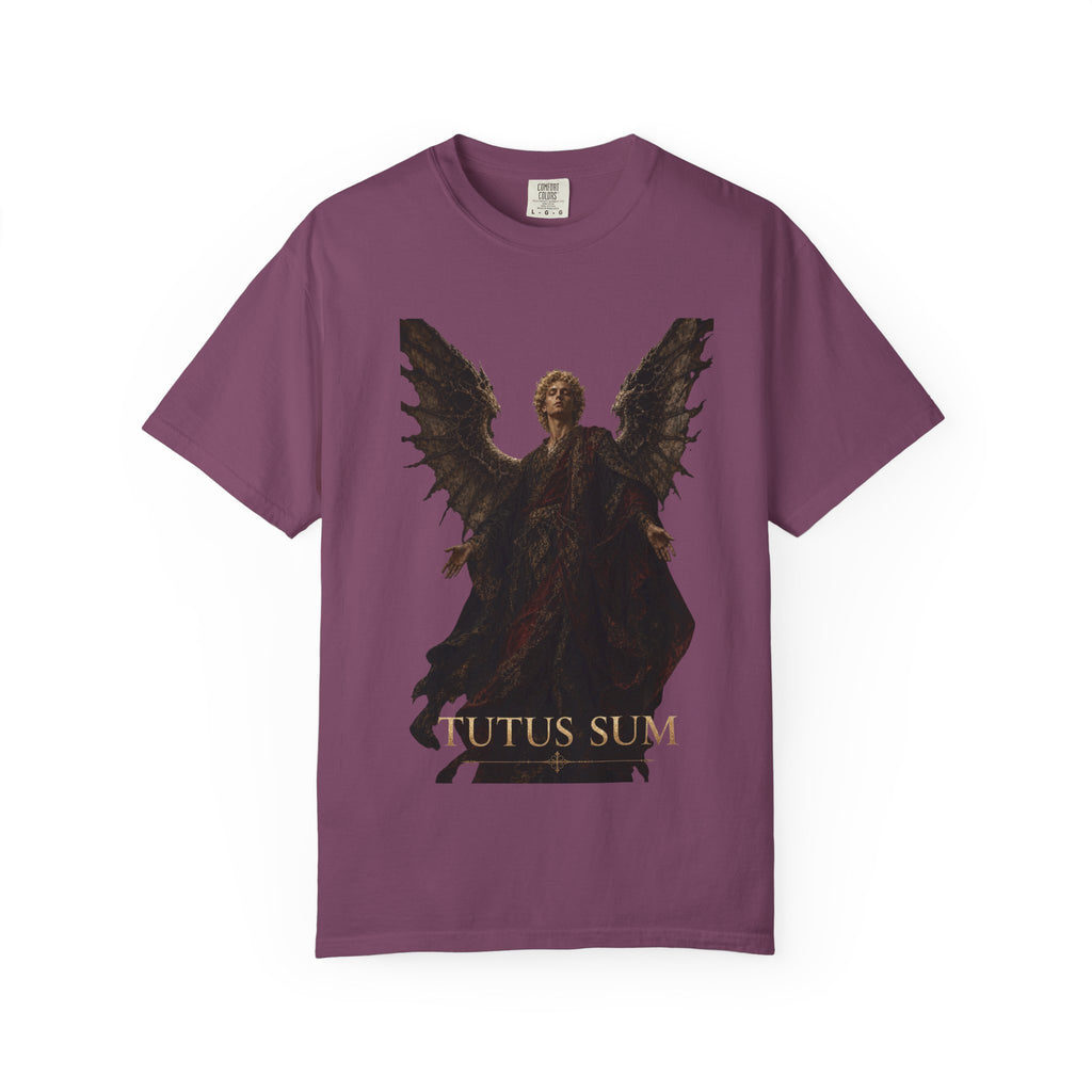 Guardian Angel -Faith- Graphic T‑Shirt — 'Tutus Sum' Cross Tee