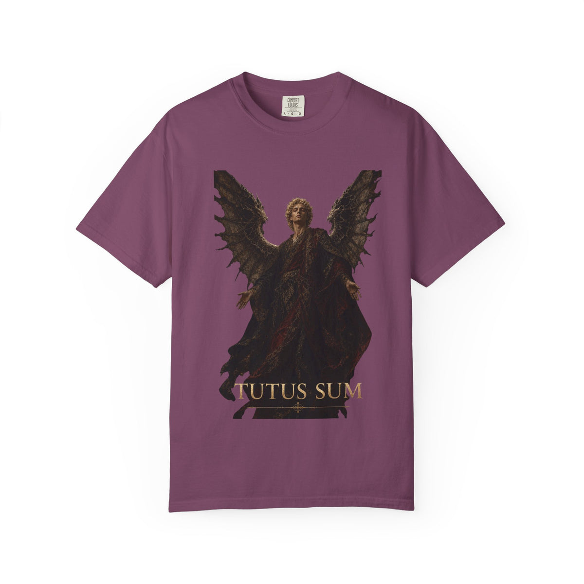 Guardian Angel -Faith- Graphic T‑Shirt — 'Tutus Sum' Cross Tee