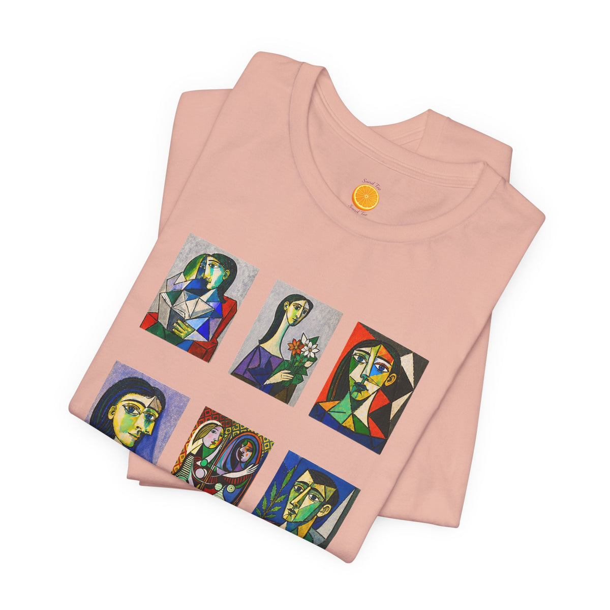 Picasso Portrait Grid T‑Shirt — Colorful Cubist Faces Art Tee