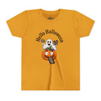 Youth Halloween Tee - "Hello Halloween" Ghost & Pumpkin Trick-or-Treat Shirt