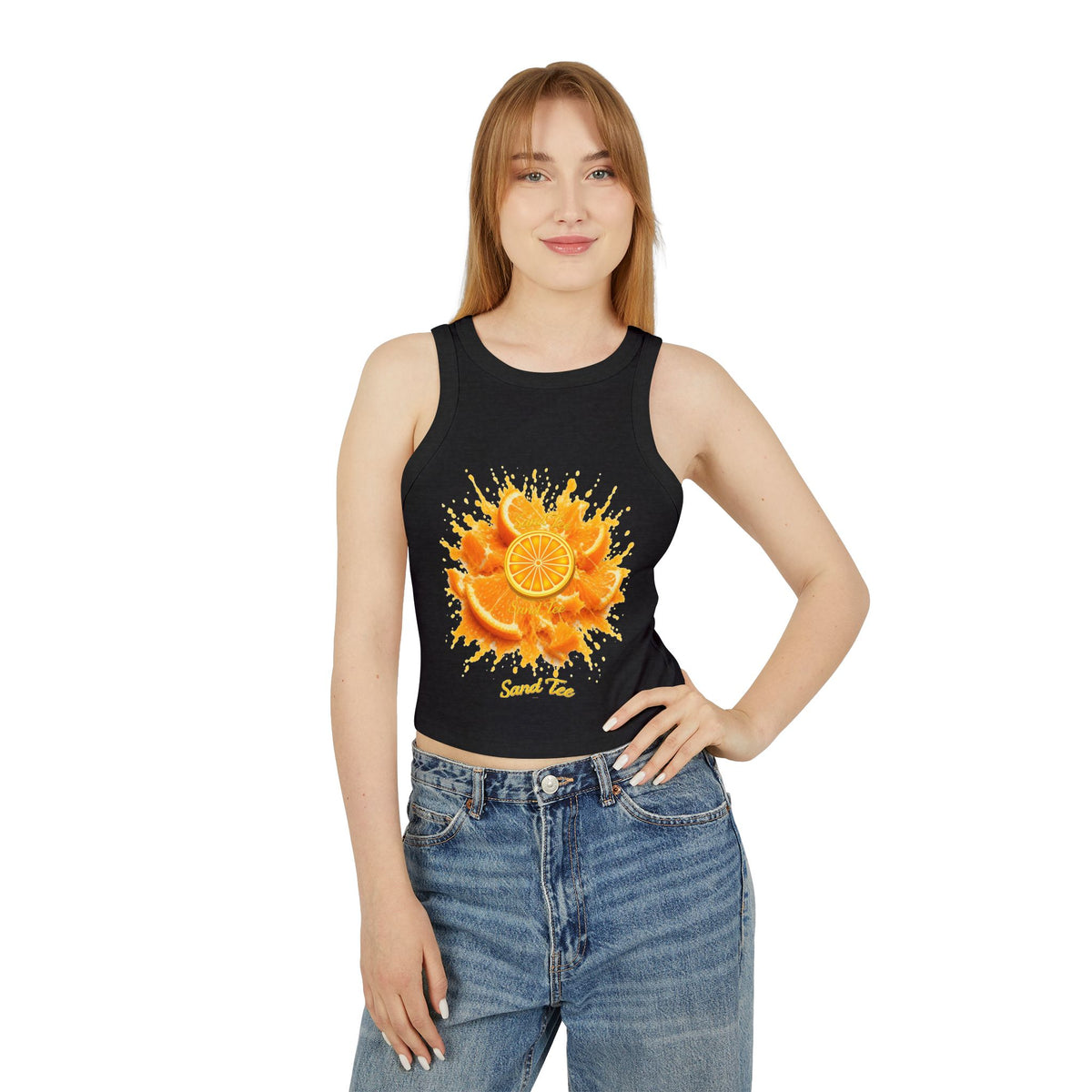 Orange Slice Splash Racer Tank Top | Citrus Fruit Graphic