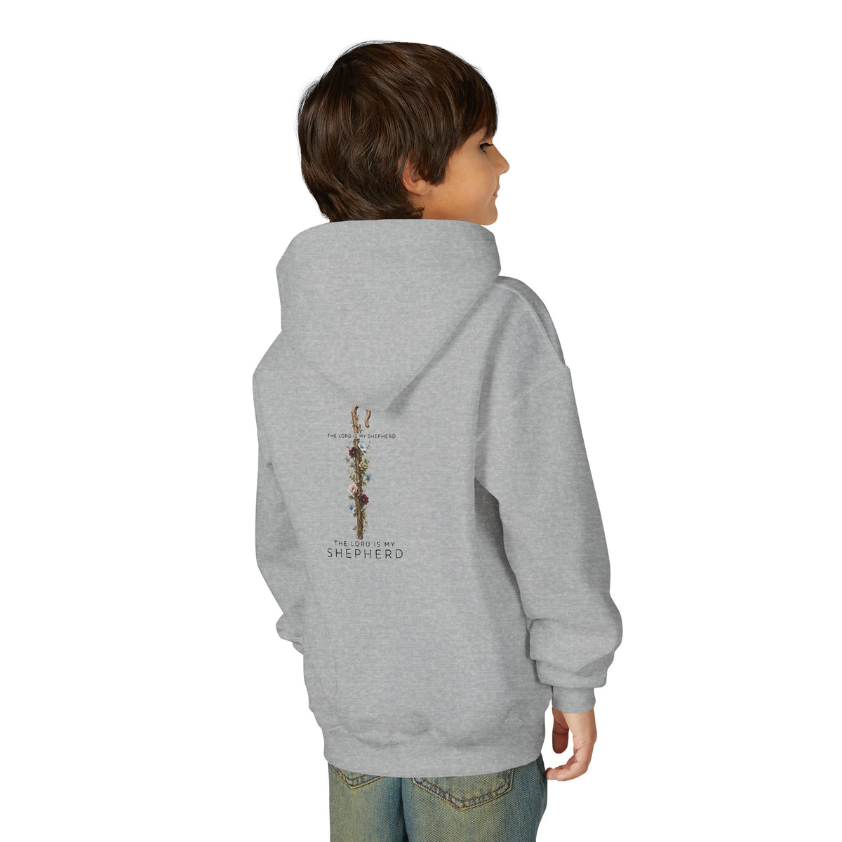"The Lord Is My Shepherd" -Youth Heavy Blend Hooded Sweatshirt