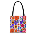 Floral Stripe Tote Bag — Bright Mexican Folk Art Flowers AOP