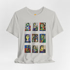 Picasso Portrait Grid T‑Shirt — Colorful Cubist Faces Art Tee