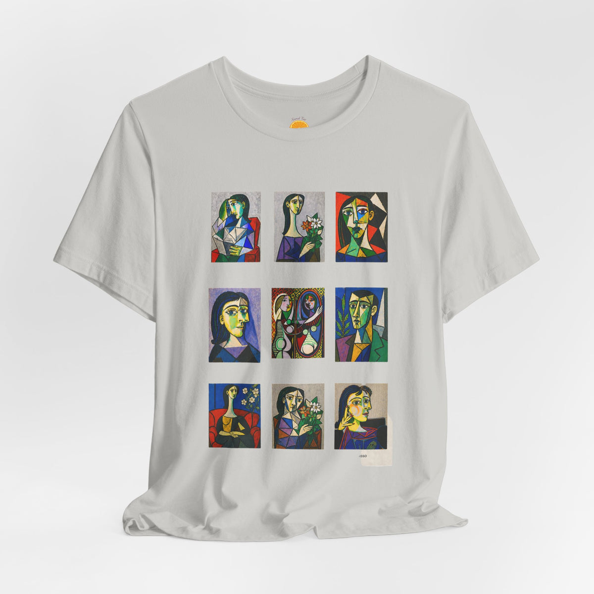 Picasso Portrait Grid T‑Shirt — Colorful Cubist Faces Art Tee