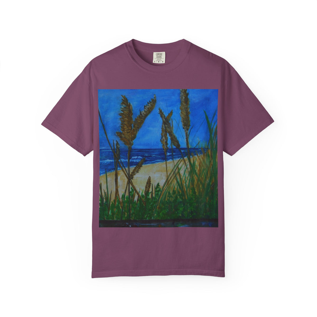 Beach Dune Art T-Shirt — Coastal Sea Oats Graphic Tee Original art by Doulton