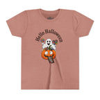 Youth Halloween Tee - "Hello Halloween" Ghost & Pumpkin Trick-or-Treat Shirt