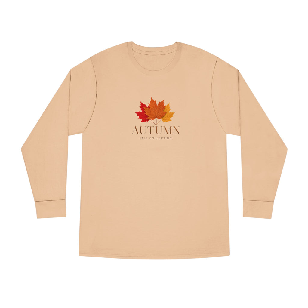 Autumn Leaves Long Sleeve Tee — 'AUTUMN' Maple Graphic Cozy Fall Shirt