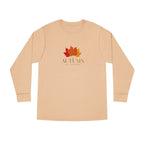 Autumn Leaves Long Sleeve Tee — 'AUTUMN' Maple Graphic Cozy Fall Shirt