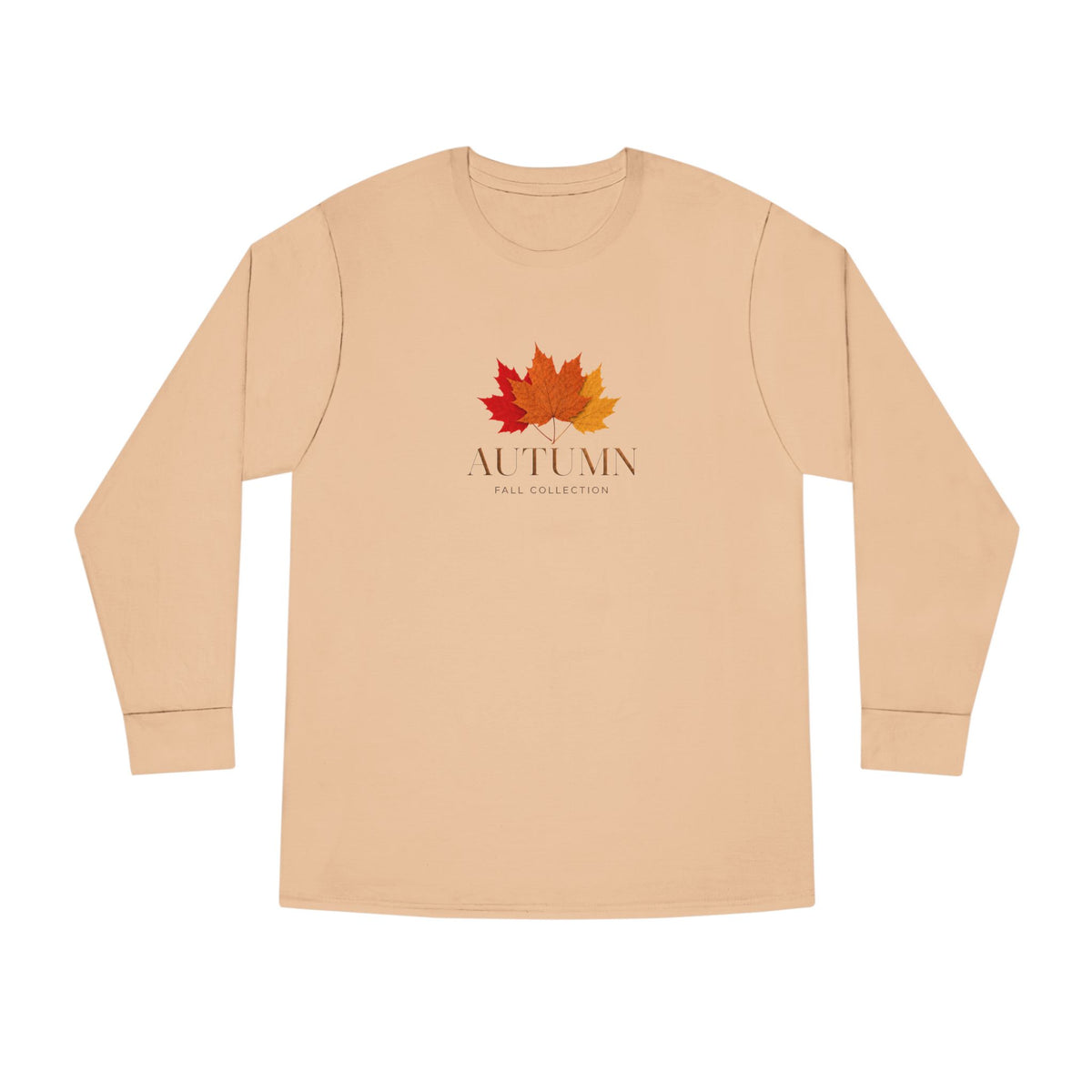 Autumn Leaves Long Sleeve Tee — 'AUTUMN' Maple Graphic Cozy Fall Shirt