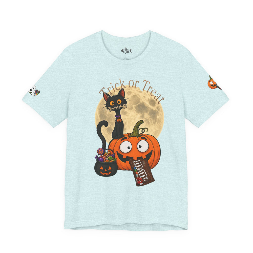 Halloween Cat & Pumpkin Tee — "Trick or Treat" Graphic T-Shirt