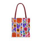 Floral Stripe Tote Bag — Bright Mexican Folk Art Flowers AOP